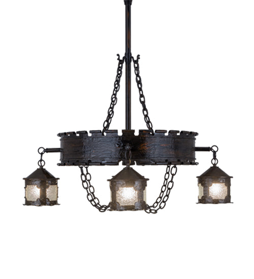 40"W Antique Gothic 4 Lt Chandelier