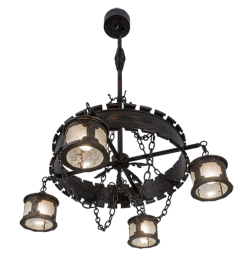 40"W Antique Gothic 4 Lt Chandelier