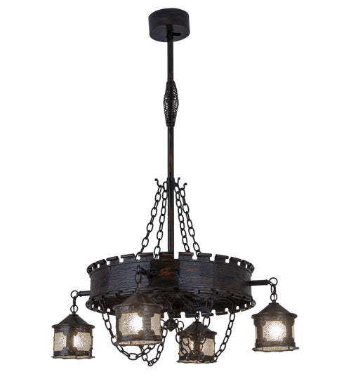 40"W Antique Gothic 4 Lt Chandelier