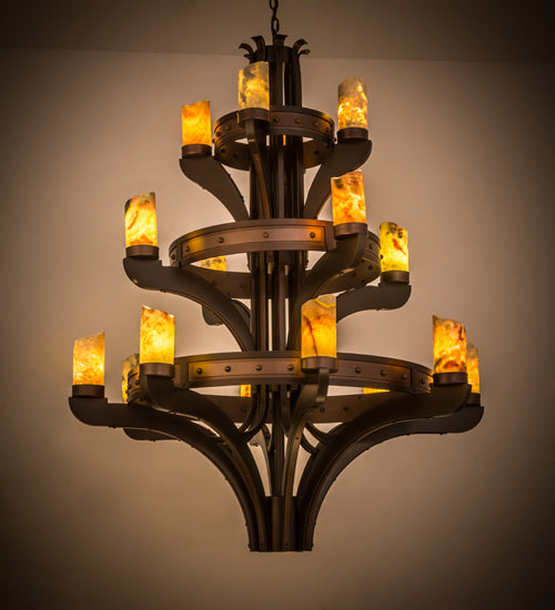 48" Wide Castilla Jadestone 16 Light Three Tier Chandelier