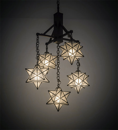 30"W Moravian Star 5 Lt Chandelier