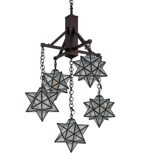 30"W Moravian Star 5 Lt Chandelier