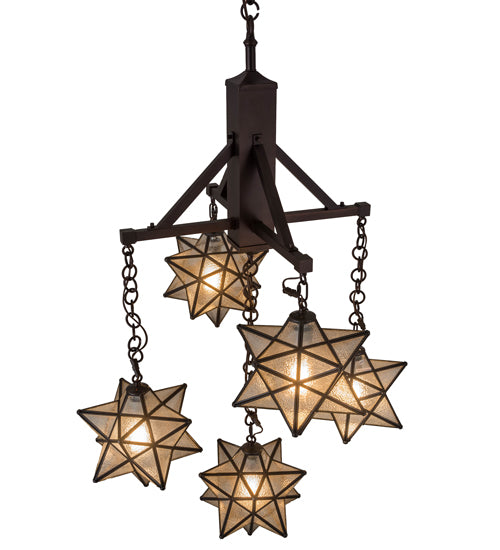 30"W Moravian Star 5 Lt Chandelier