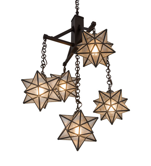 30"W Moravian Star 5 Lt Chandelier