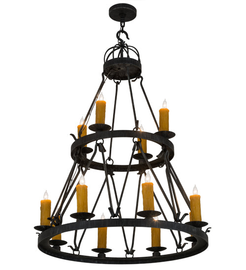 36"W Lakeshore 12 Lt Two Tier Chandelier