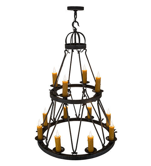 36"W Lakeshore 12 Lt Two Tier Chandelier