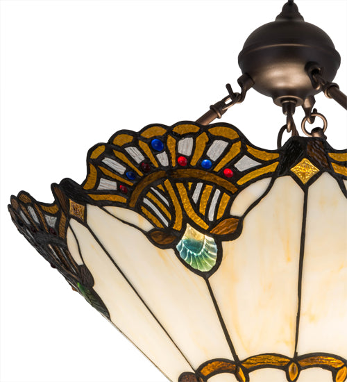 20" Wide Shell With Jewels Inverted Pendant