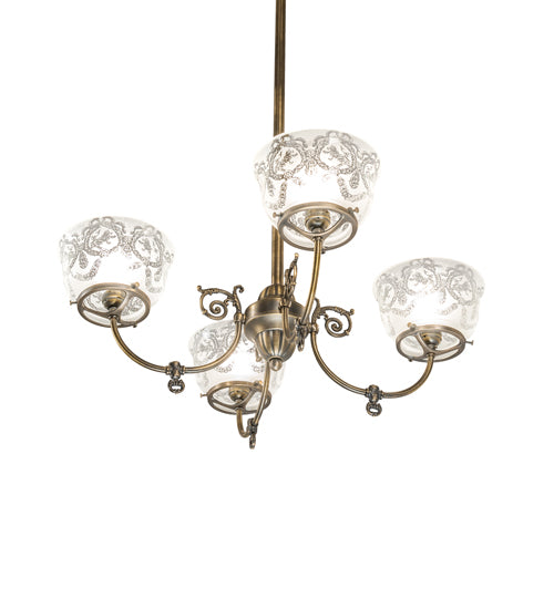 27" Wide Revival Gas & Electric 4 Light Chandelier