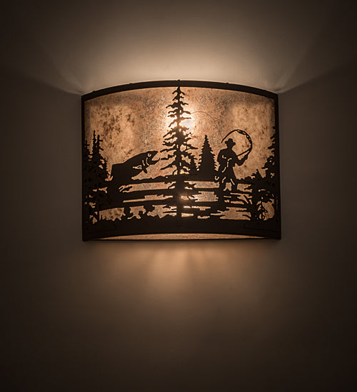 16"W Fly Fishing Creek Wall Sconce