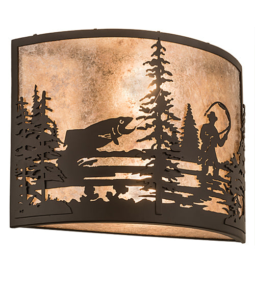 16"W Fly Fishing Creek Wall Sconce