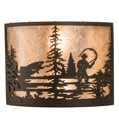 16"W Fly Fishing Creek Wall Sconce