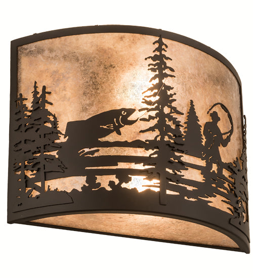 16"W Fly Fishing Creek Wall Sconce