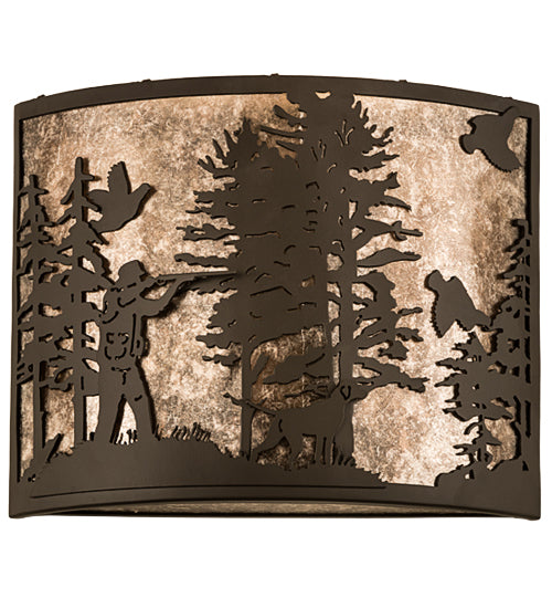 14" Wide Quail Hunter W/Dog Wall Sconce