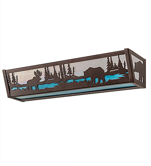 24"W Moose & Black Bear Vanity Light