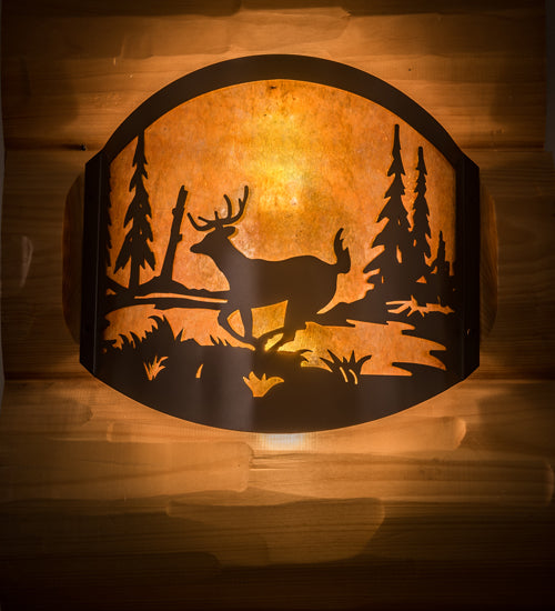 11" Wide Deer At Lake Wall Sconce