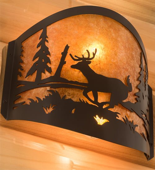 11" Wide Deer At Lake Wall Sconce