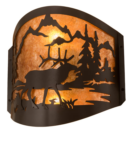 11" Wide Elk At Lake Wall Sconce