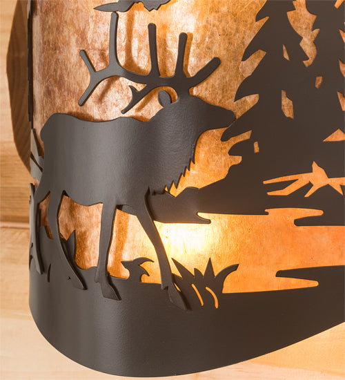 11" Wide Elk At Lake Wall Sconce