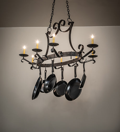 53" Long Laramie 8 Light Pot Rack