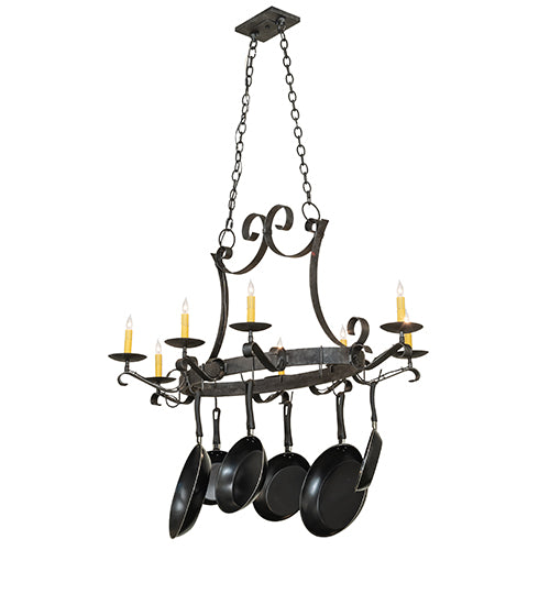 53" Long Laramie 8 Light Pot Rack