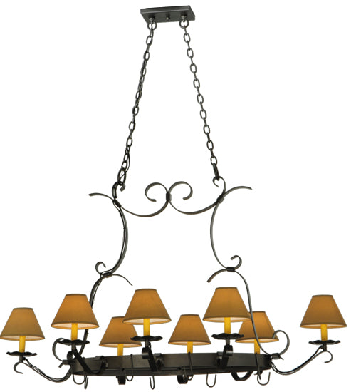 54" Long Laramie 8 Light Pot Rack