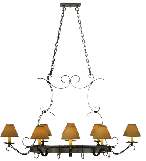 54" Long Laramie 8 Light Pot Rack