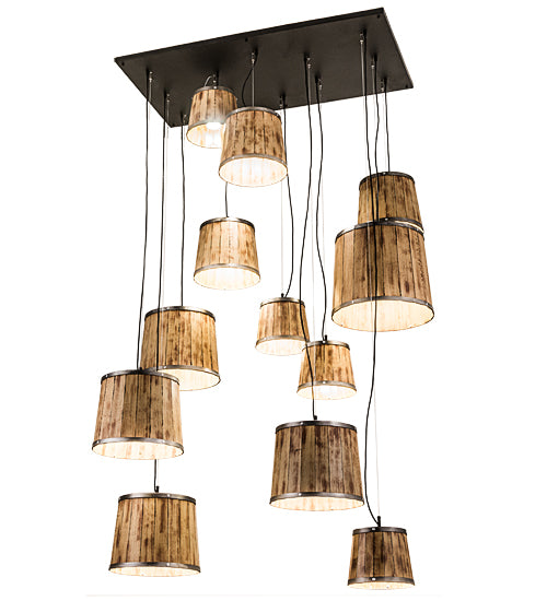 57"L Wine Barrel 12 Lt Cascading Pendant