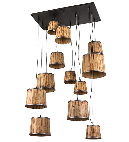 57"L Wine Barrel 12 Lt Cascading Pendant