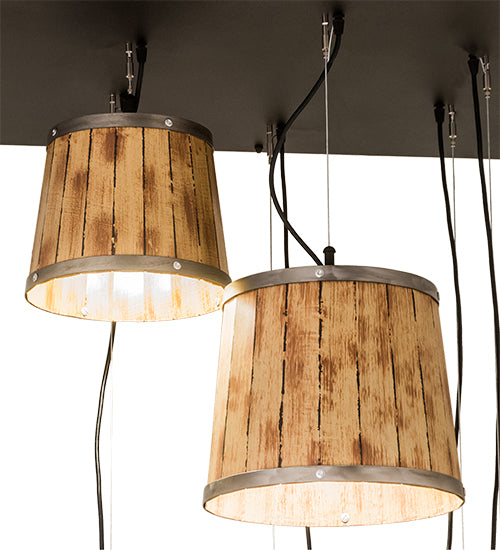 57"L Wine Barrel 12 Lt Cascading Pendant