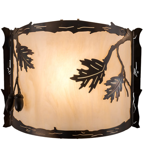 12" Wide Oak Leaf & Acorn Wall Sconce