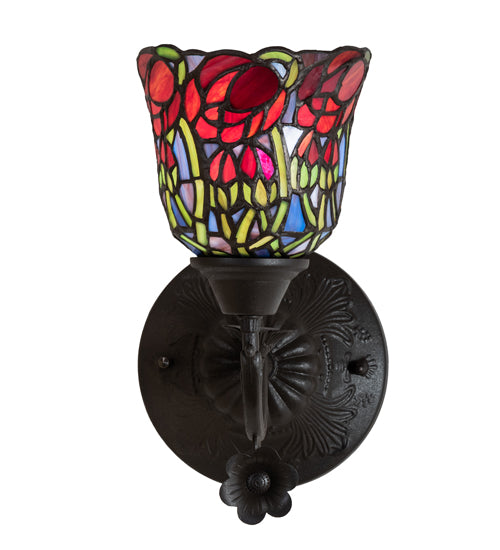 6" Wide Red Rosebud Wall Sconce