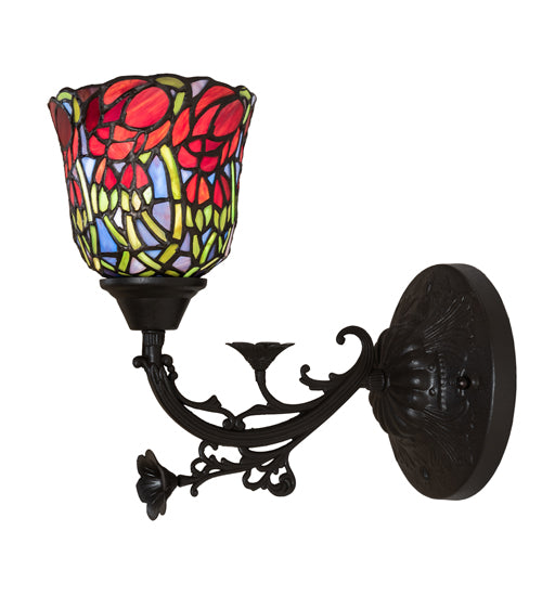 6" Wide Red Rosebud Wall Sconce