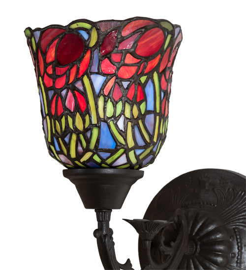 6" Wide Red Rosebud Wall Sconce