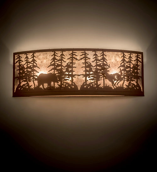 36"W Wildlife At Dusk Wall Sconce