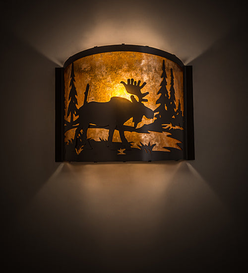 12" Wide Moose At Lake Wall Sconce