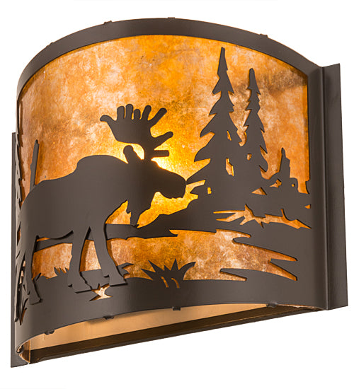 12" Wide Moose At Lake Wall Sconce