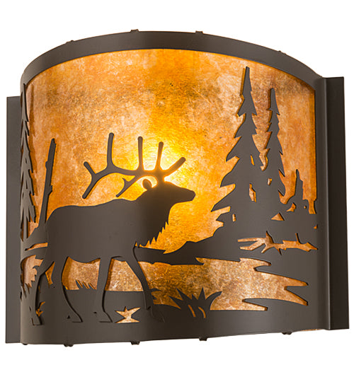 12" Wide Elk At Lake Wall Sconce