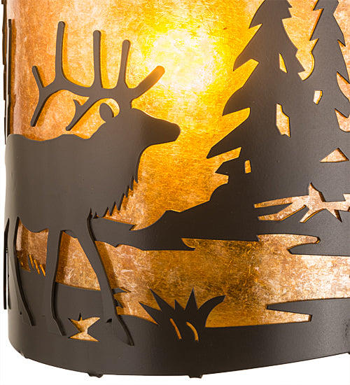 12" Wide Elk At Lake Wall Sconce