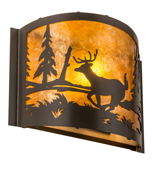 12" Wide Deer At Lake Wall Sconce