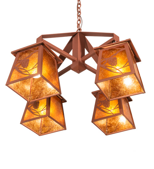 28" Wide Whispering Pines 4 Lt Chandelier