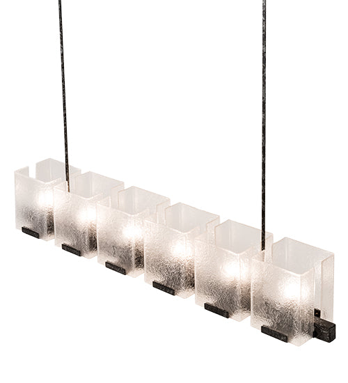 60" Long Ice Cube 6 Light Oblong Chandelier