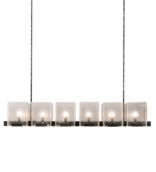 60" Long Ice Cube 6 Light Oblong Chandelier