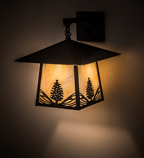 12.5" Wide Stillwater Mountain Pine Hanging Wall Sconce