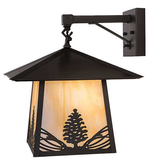 12.5" Wide Stillwater Mountain Pine Hanging Wall Sconce