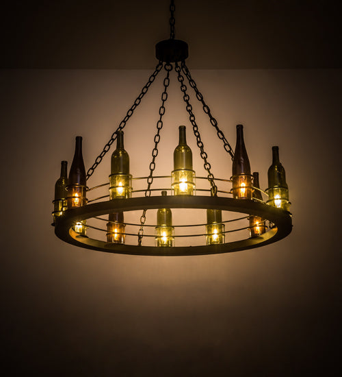 42"W Tuscan Vineyard 12 Lt Wine Bottle Chandelier