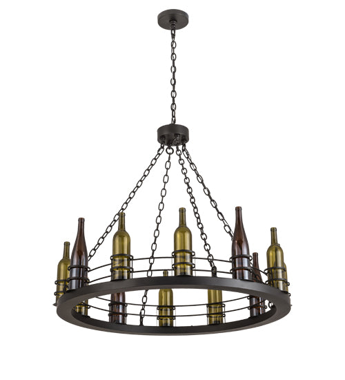 42"W Tuscan Vineyard 12 Lt Wine Bottle Chandelier