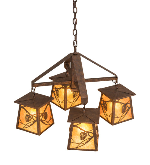 28" Wide Whispering Pines 4 Light Chandelier