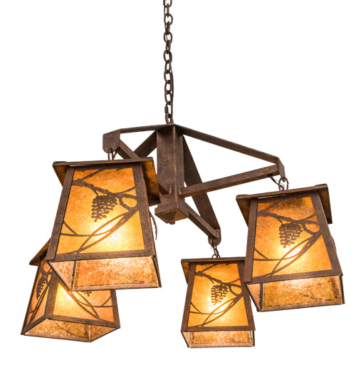 28" Wide Whispering Pines 4 Light Chandelier