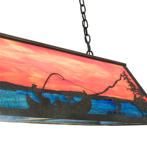 42" Long Trout & Fisherman Oblong Pendant