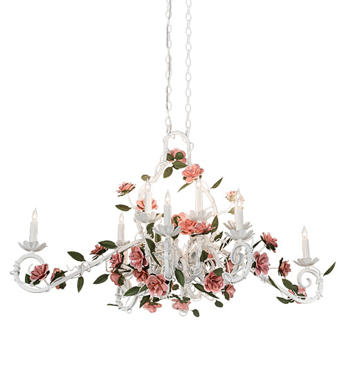 48" Long Symphony Rose Basket Oblong Chandelier